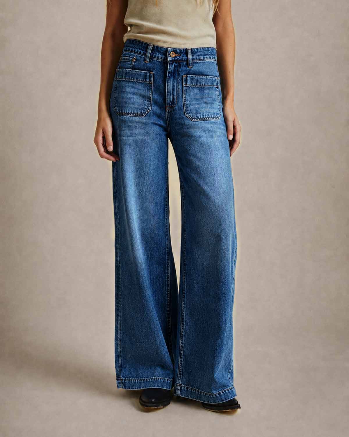 Jean Pocket Mid Rise Beck Blue